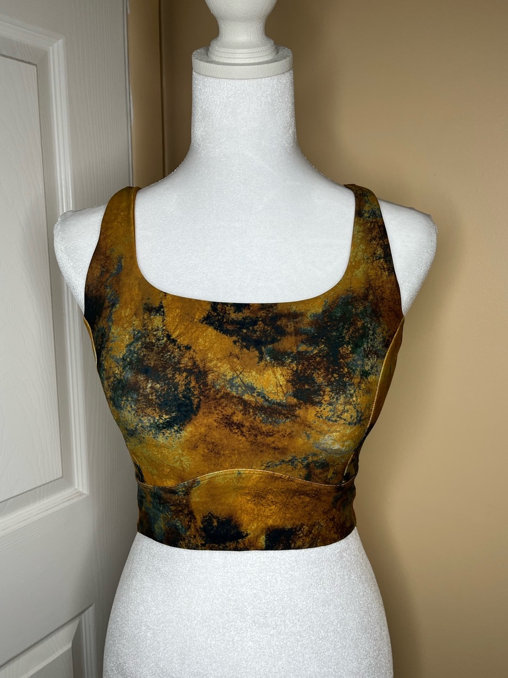 Calia by Carrie Underwood Golden Yellow Printed Sports Bra Size Small